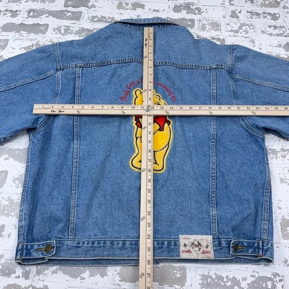 Vintage Winnie The Pooh Denim Jacket Men XL Blue Jean Biker Trucker Retro Disney - Picture 12 of 16